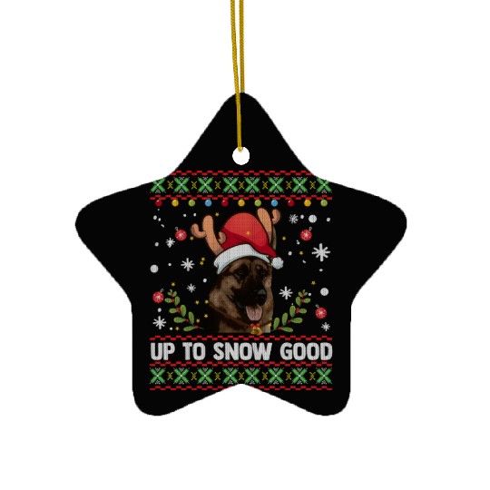 German Shepherd Dog Reindeer Ugly Ceramic Ornaments