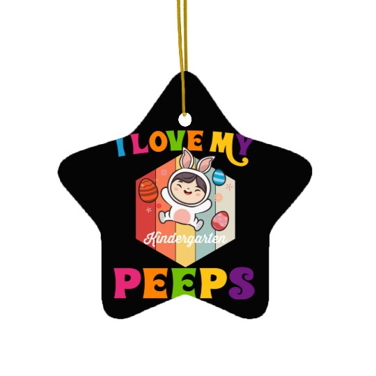 Funny I Love My Kindergarten Peeps teacher Ceramic Ornaments