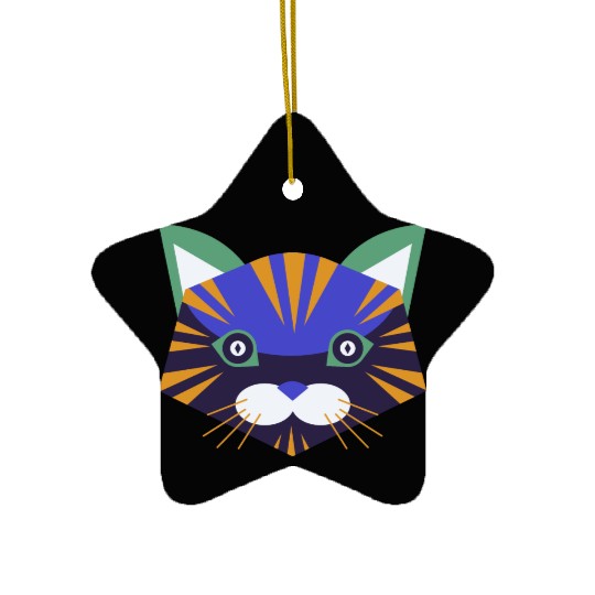 Colorful Cat Face Ceramic Ornaments