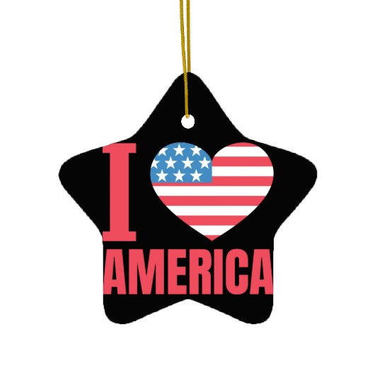 I Love America Ceramic Ornaments