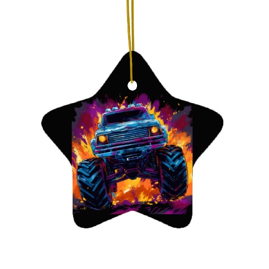 Monster Truck Big Retro Race Dad Trucker Lover Ceramic Ornaments