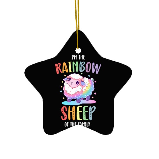 Rainbow Sheep LGBTQ Transgender Pride Community Ceramic Ornaments