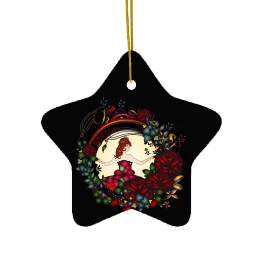 Princess in the rose garden in an Art Nouveau look Ceramic Ornaments