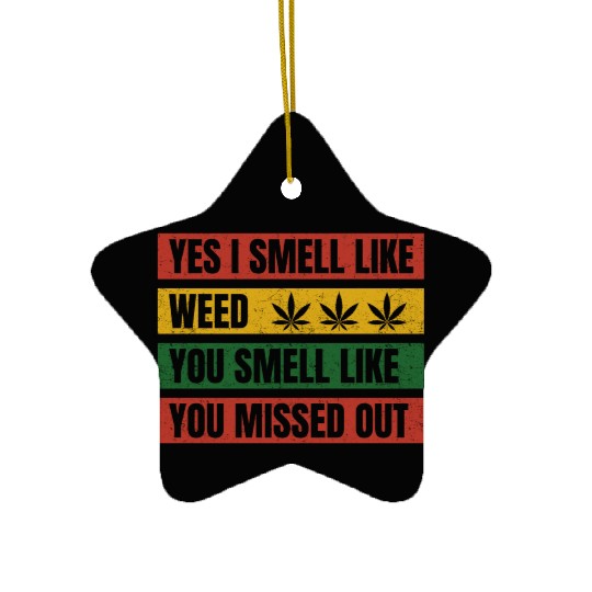 Yes I Smell Like Weed Retro Flag Ceramic Ornaments