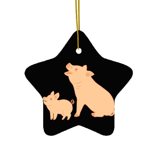 Mother pig with piglet Ceramic Ornaments