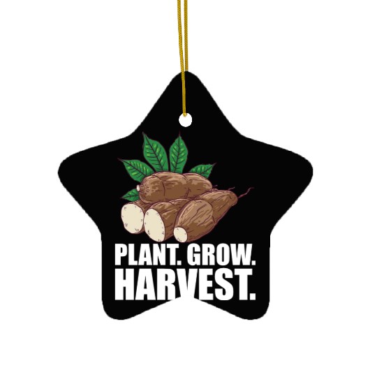 Cassava Farmer Plant Grow Harvest W Ceramic Ornaments