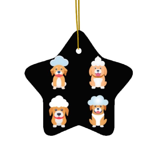 4 Dogs with Cloud - Unique for Dog Lovers Ceramic Ornaments