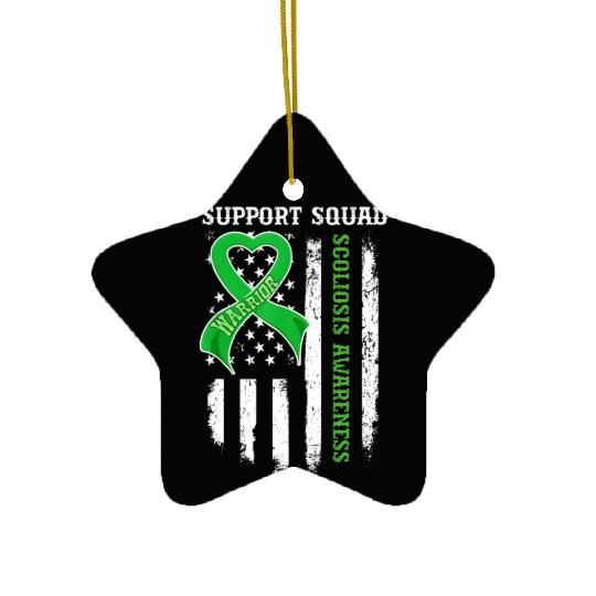 Usa Flag Support Squad Scoliosis Awareness Ceramic Ornaments
