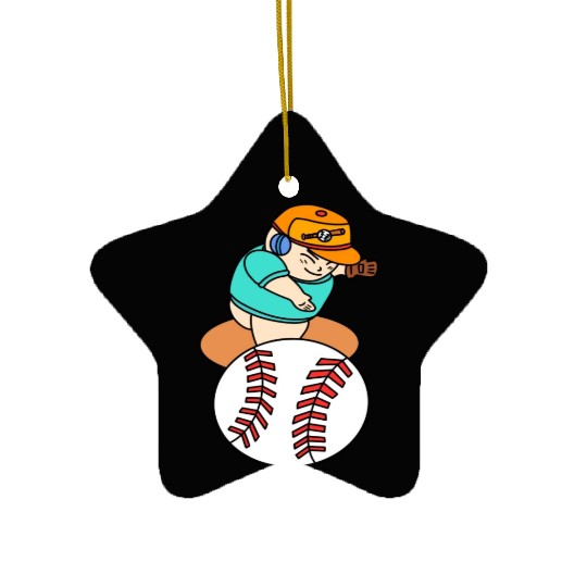 Cute Chibi Baseball Pitcher Ceramic Ornaments