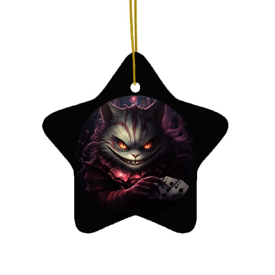 Cheshire Cat Playing Cards Ceramic Ornaments