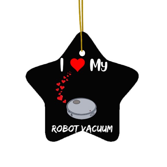 Robot Vacuum Lover Funny Robot House Cleaner Doing Ceramic Ornaments