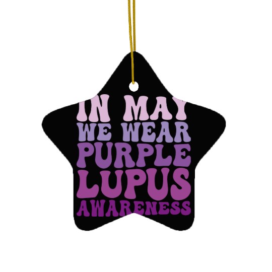 In May We Wear Purple Lupus Awareness Month Groovy Ceramic Ornaments