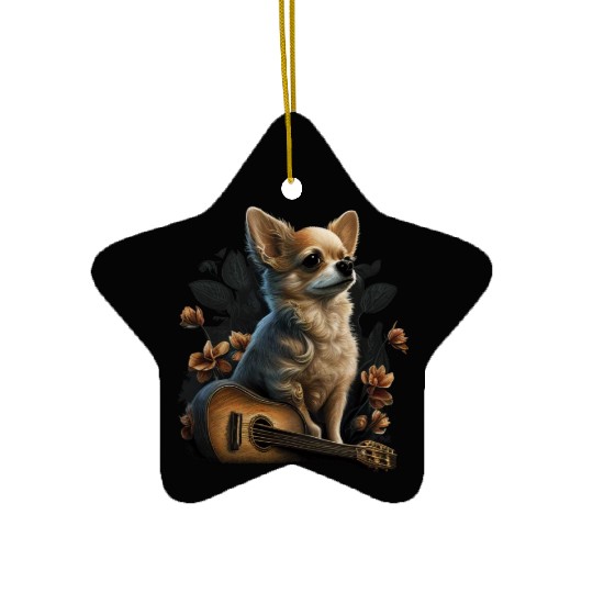 Chihuahua | Ukulele Guitar Hawaii Aloha Violine Ceramic Ornaments
