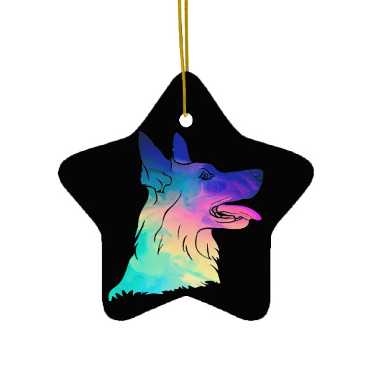 Psychedelic German Shepherd Ceramic Ornaments