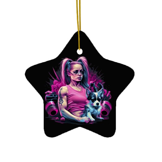Pink Chihuahua | Fitness Girl Gym Sport Dumbbell Ceramic Ornaments