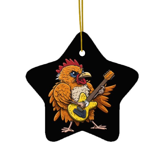 Groovy Cheese: Strumming to Cheesy Melodies Ceramic Ornaments