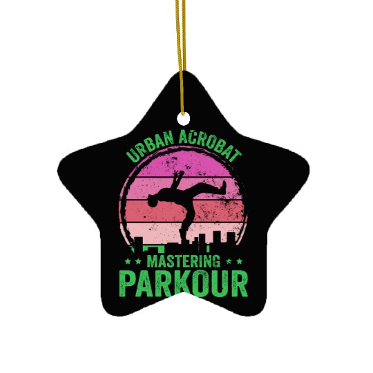 Parkour, Freerunning, Street Workout Acrobatic Ceramic Ornaments