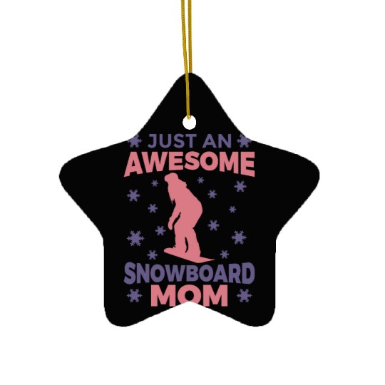 Snowboarding Mom Ceramic Ornaments