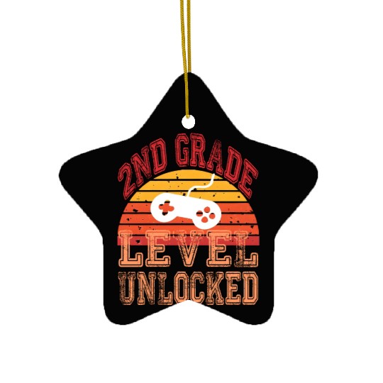 2nd Grade Level Unlocked Video Game Back To School Ceramic Ornaments