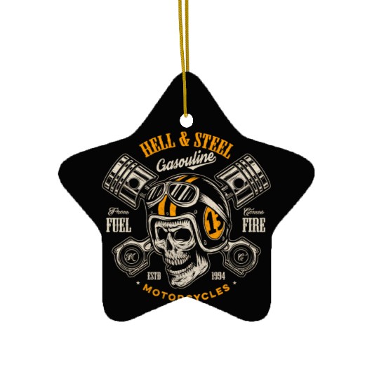 Hell And Steel Biker ull Motorcycle Men'S Ceramic Ornaments