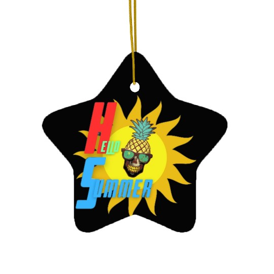 hello summer Ceramic Ornaments