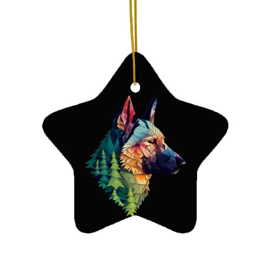 German Shepherd Forest Ceramic Ornaments