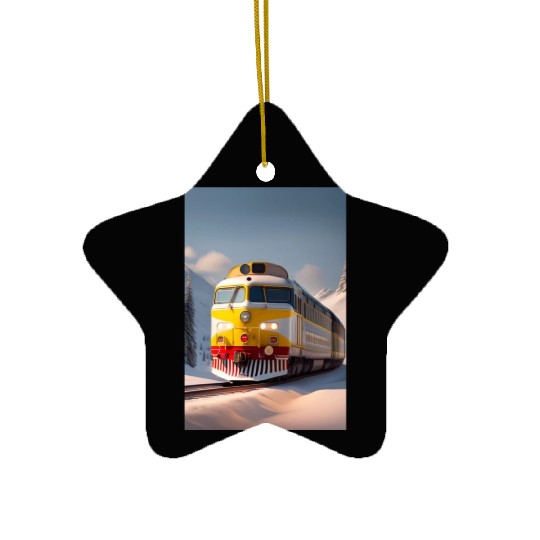 The train logo design Ceramic Ornaments