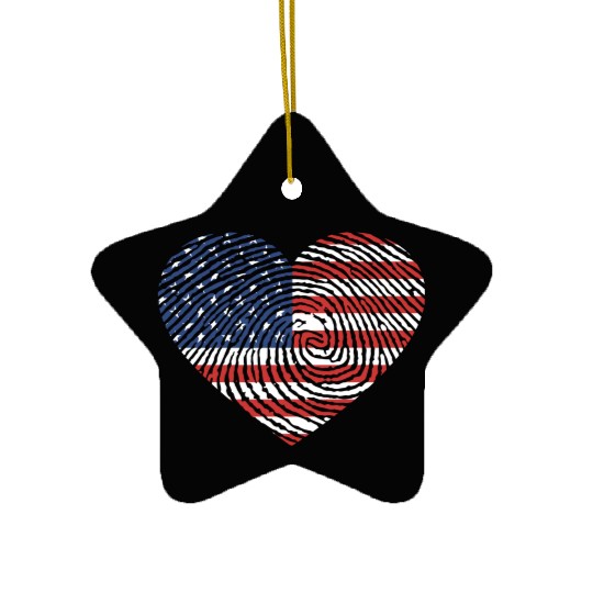4th Of July I Love America Ceramic Ornaments