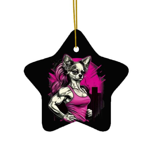 Pink Chihuahua | Fitness Girl Gym Sport Dumbbell Ceramic Ornaments