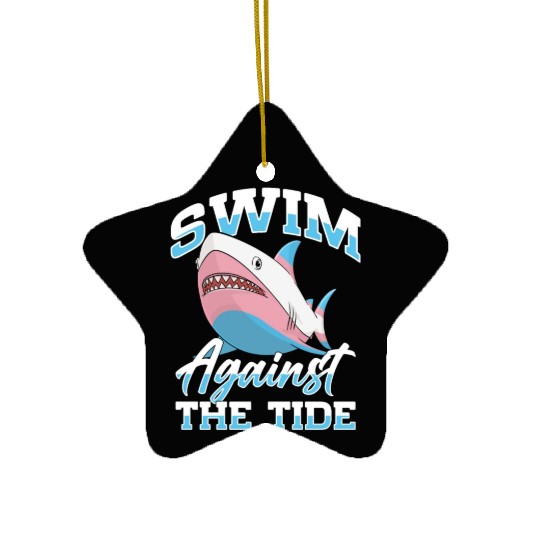 Shark Lover Transgender Pride Flag Trans LGBT Ceramic Ornaments