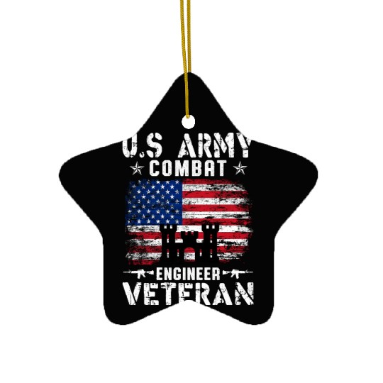 US Army Combat Engineer Veteran Ceramic Ornaments