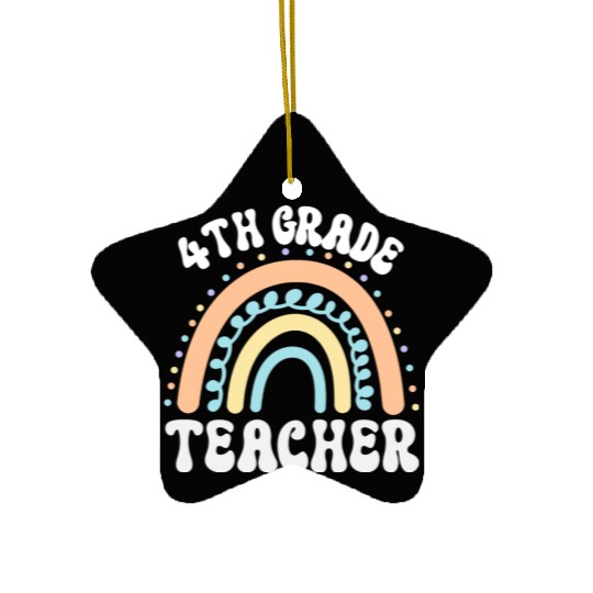 4th grade teacher, back to school Ceramic Ornaments