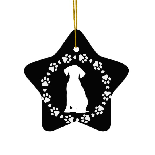 Dogs Paws In Circle With Black Dog Lover Ceramic Ornaments