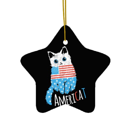 Americat Proud American Cat Lover Design For Ceramic Ornaments