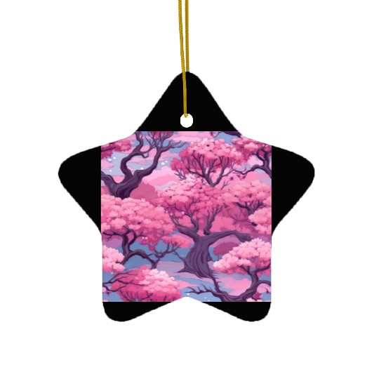 Anime Euphoria: Fantasy Cherry Blossom Dreamscape Ceramic Ornaments