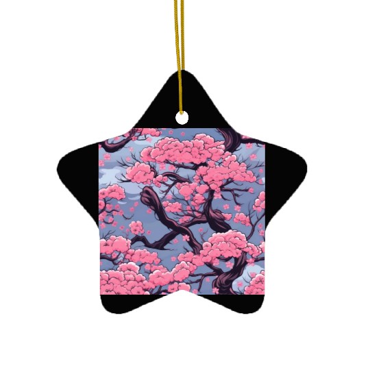 Anime Euphoria: Fantasy Cherry Blossom Dreamscape Ceramic Ornaments