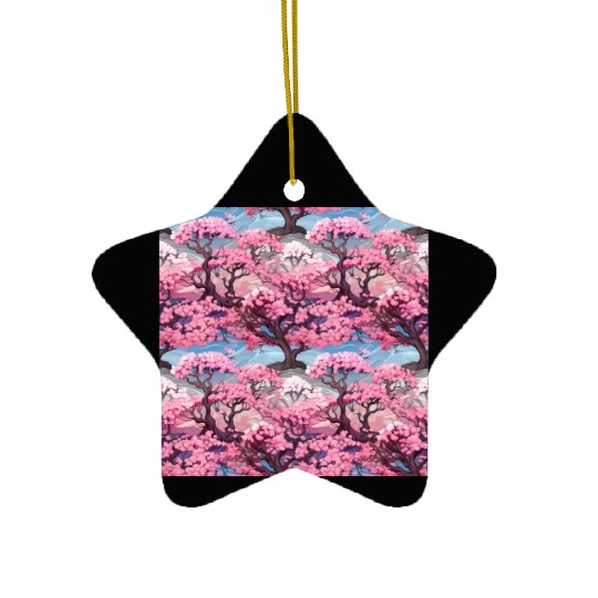 Anime Euphoria: Fantasy Cherry Blossom Dreamscape Ceramic Ornaments
