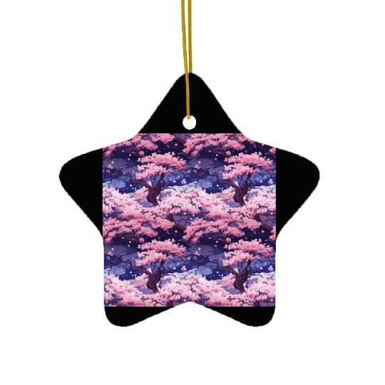 Anime Euphoria: Fantasy Cherry Blossom Dreamscape Ceramic Ornaments