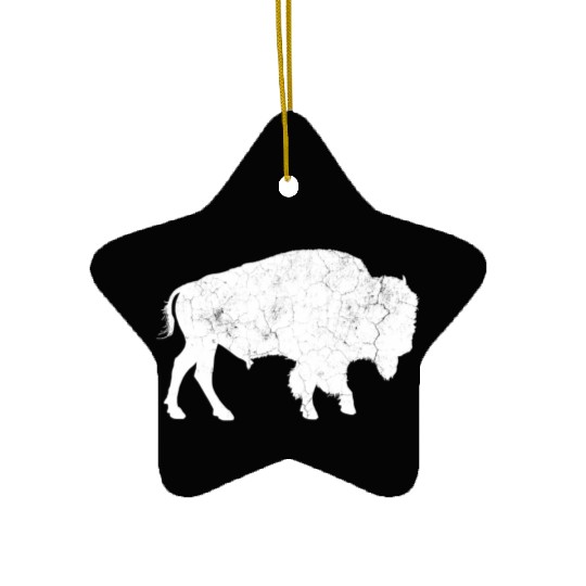 Distressed Buffalo Bison Animal Ceramic Ornaments