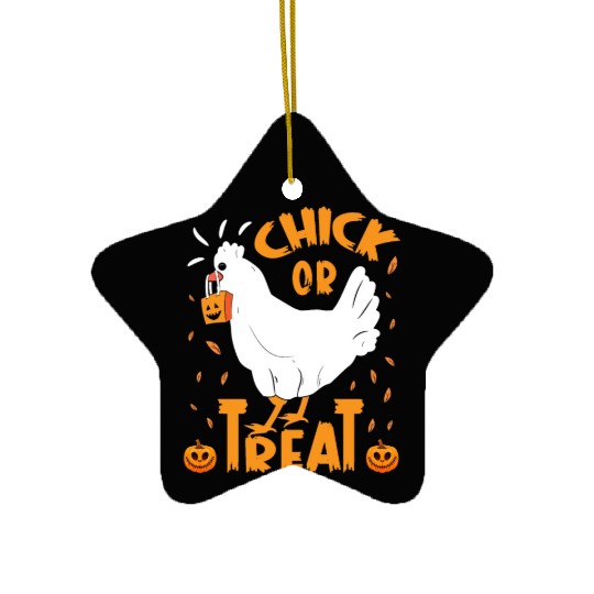 Halloween Chick or Treat Funny Halloween Chicken Ceramic Ornaments