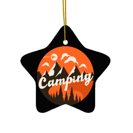 Happy Camper Camping Ceramic Ornaments