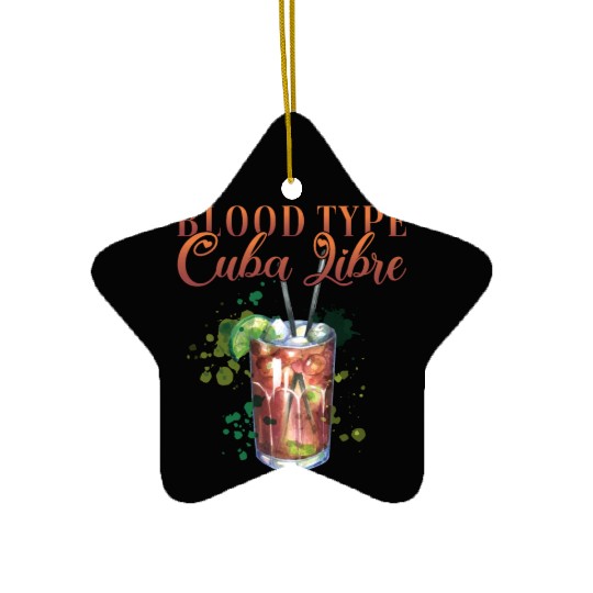 Blood Type Cuba Libre Cocktail Bartender Ceramic Ornaments