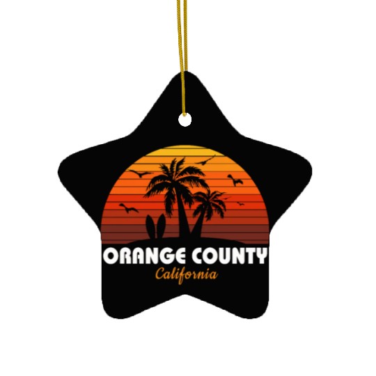 Retro Orange County California Sunset Cool Ceramic Ornaments