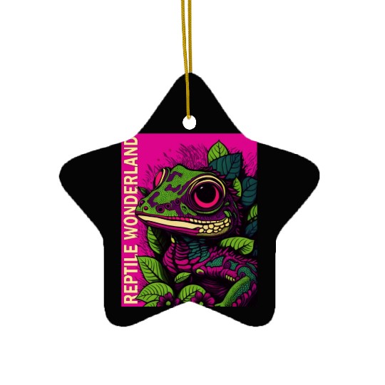 Psychedelic Reptile Wonderland Retro Designs 9 Ceramic Ornaments