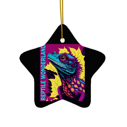 Psychedelic Reptile Wonderland Retro Designs 6 Ceramic Ornaments