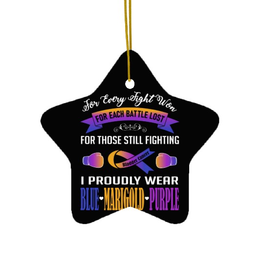 I Proudly Wear Blue Marigold Purple Bladder Cancer Ceramic Ornaments