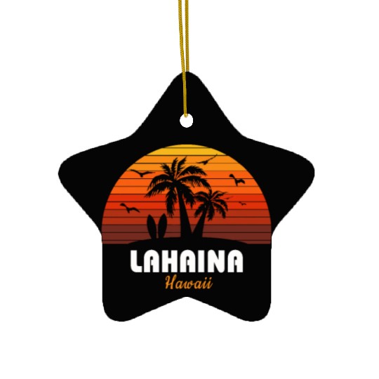 Retro Lahaina Maui Hawaii Sunset Cool Vintage Ceramic Ornaments