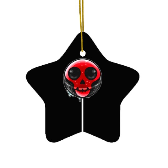 Red Skull Lollipop Trick Or Treat Halloween Ceramic Ornaments