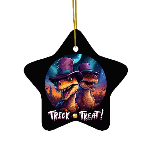 Halloween Dinosaur Velociraptor Trick or Treat Ceramic Ornaments