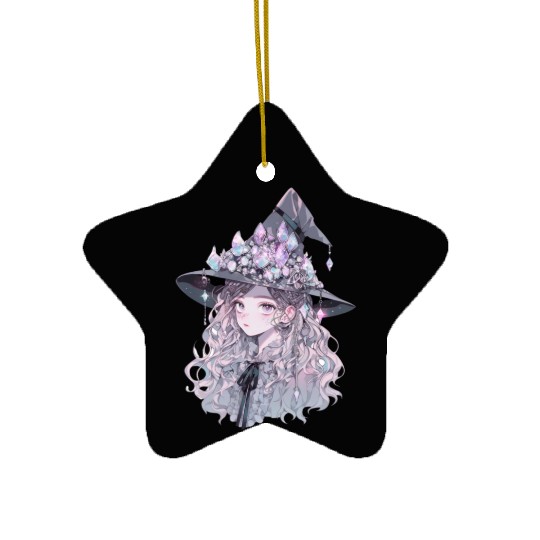 Pastel Goth Crystal Witch Ceramic Ornaments